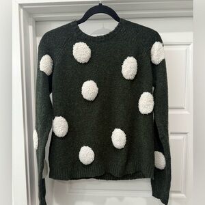 Lumiere Dark Green Sweater with White Dots